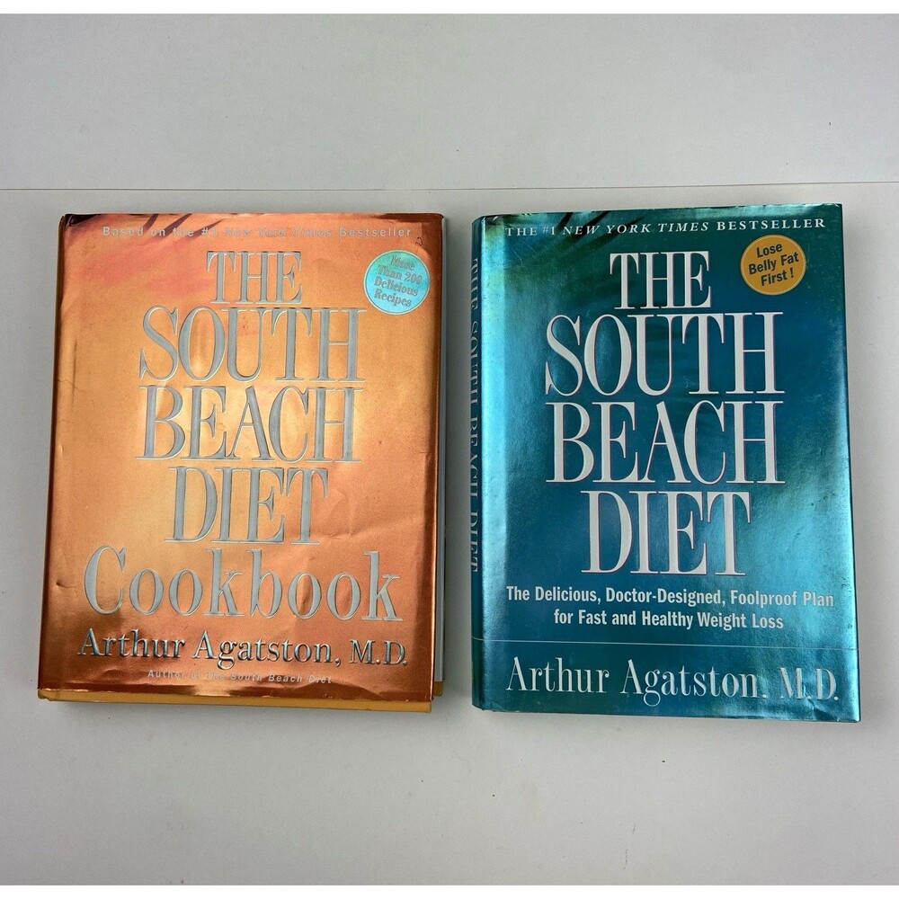 South Beach Diet Lot 2 Hardcover Books + Cookbook Arthur Agatston M.D. DJ
